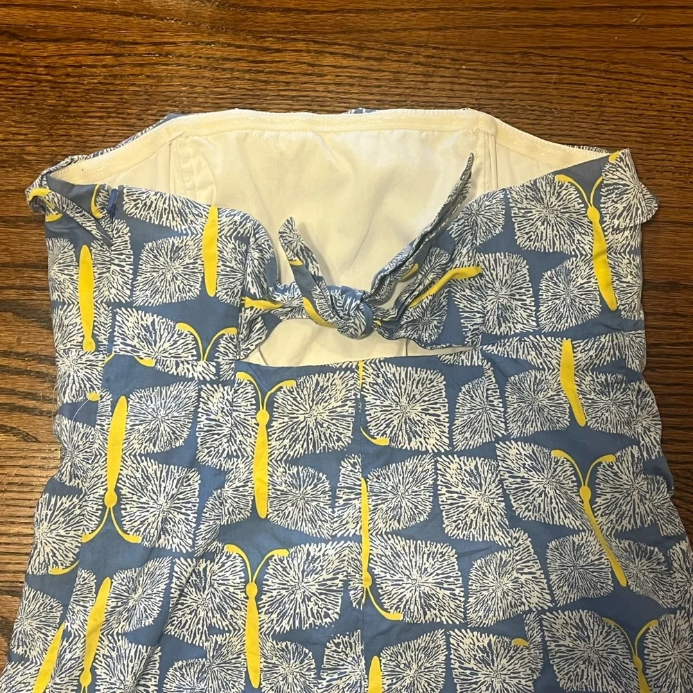 Lilly Pulitzer Blue and Yellow Butterfly Strapless Dress size 4 - Picture 3 of 14
